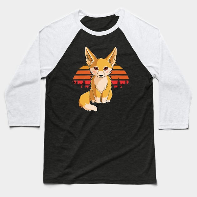 Retro Vintage Fennec Fox Cute Foxes Baseball T-Shirt by JaydeMargulies